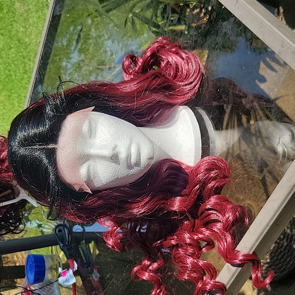 Front lace red wig